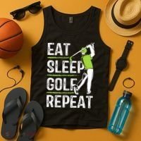 Eat Sleep Golf Repeat Funny Golfer Apparel Tank Top thumb 4