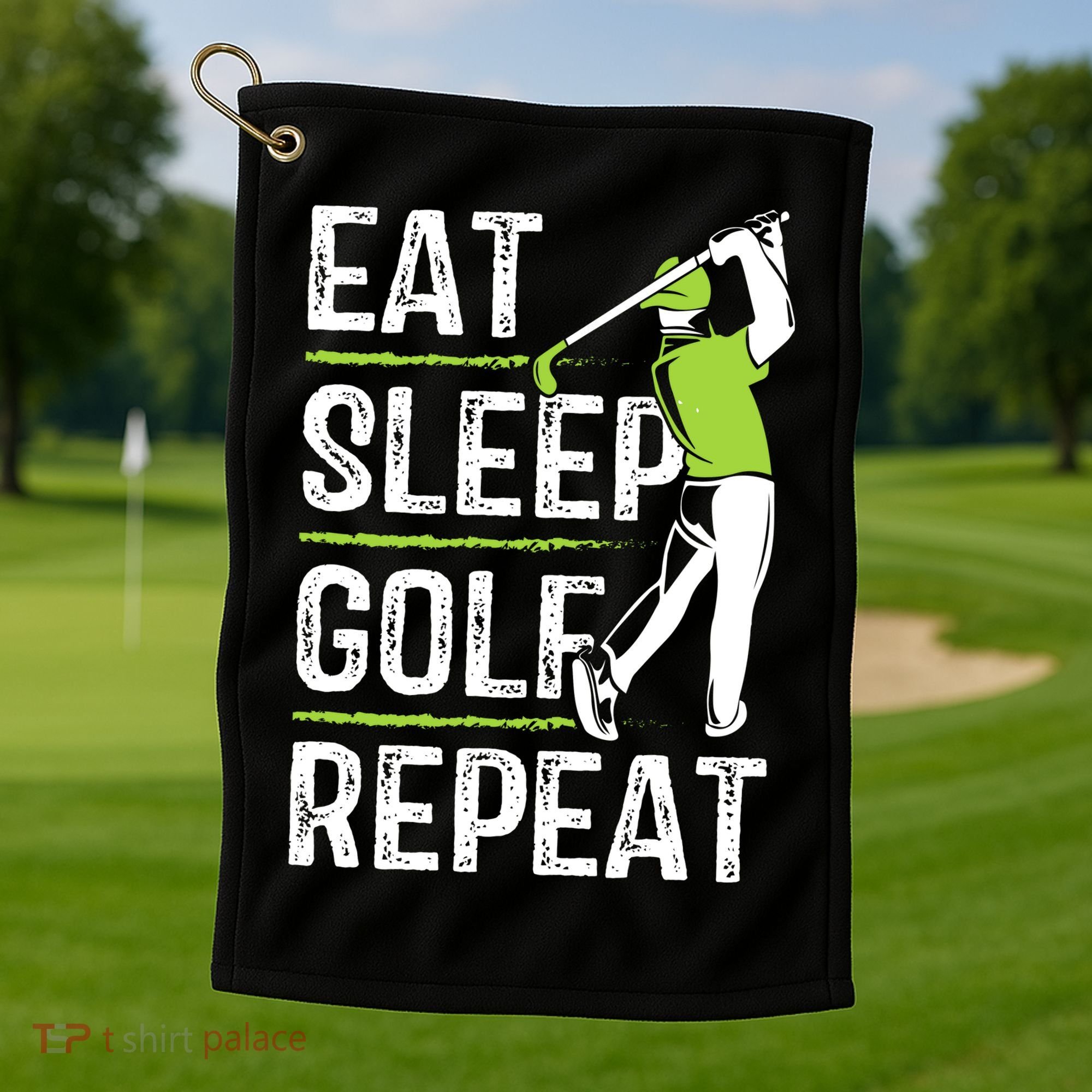 Eat Sleep Golf Repeat Funny Golfer Apparel Golf Towel
