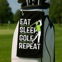 Eat Sleep Golf Repeat Funny Golfer Apparel Golf Towel thumb 2
