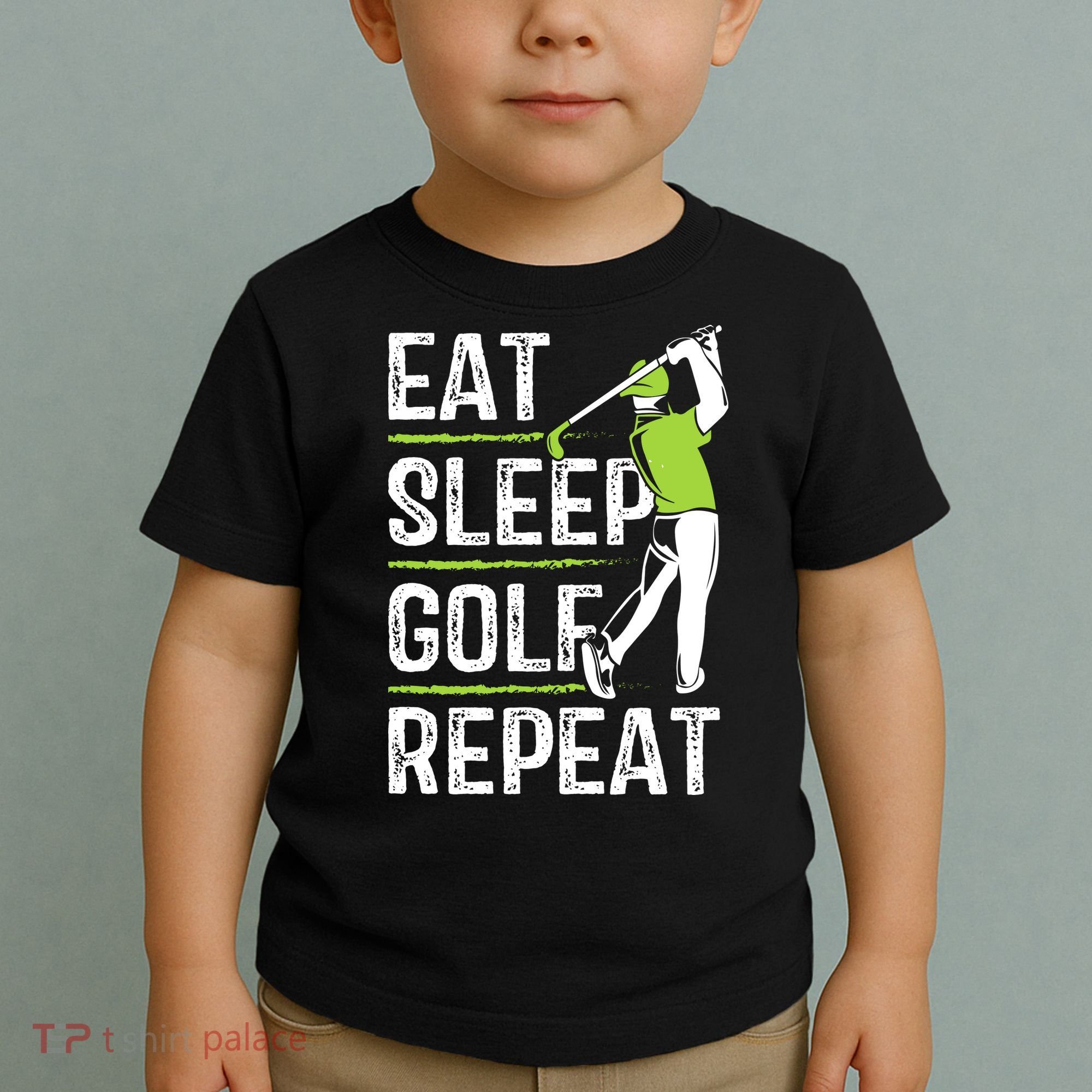 Eat Sleep Golf Repeat Funny Golfer Apparel Toddler T-Shirt