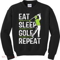 Eat Sleep Golf Repeat Funny Golfer Apparel Kids Sweatshirt thumb 0