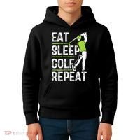 Eat Sleep Golf Repeat Funny Golfer Apparel Kids Hoodie thumb 4