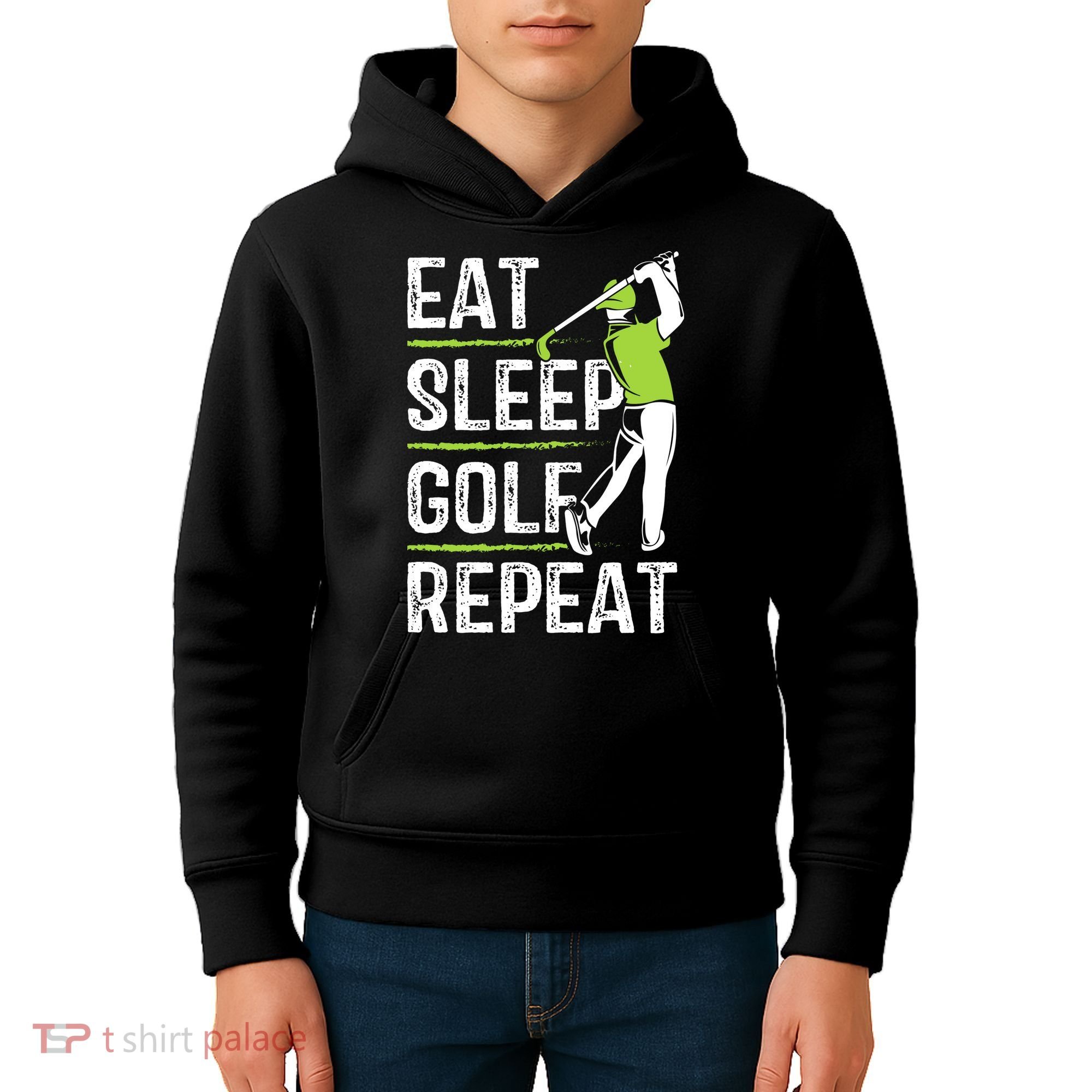 Eat Sleep Golf Repeat Funny Golfer Apparel Kids Hoodie