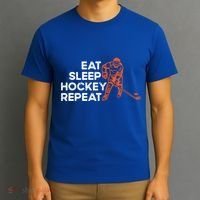 Eat Sleep Hockey Repeat Ice Hockey Lovers Players Funny Gift T-Shirt thumb 3