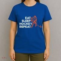 Eat Sleep Hockey Repeat Ice Hockey Lovers Players Funny Gift T-Shirt thumb 4