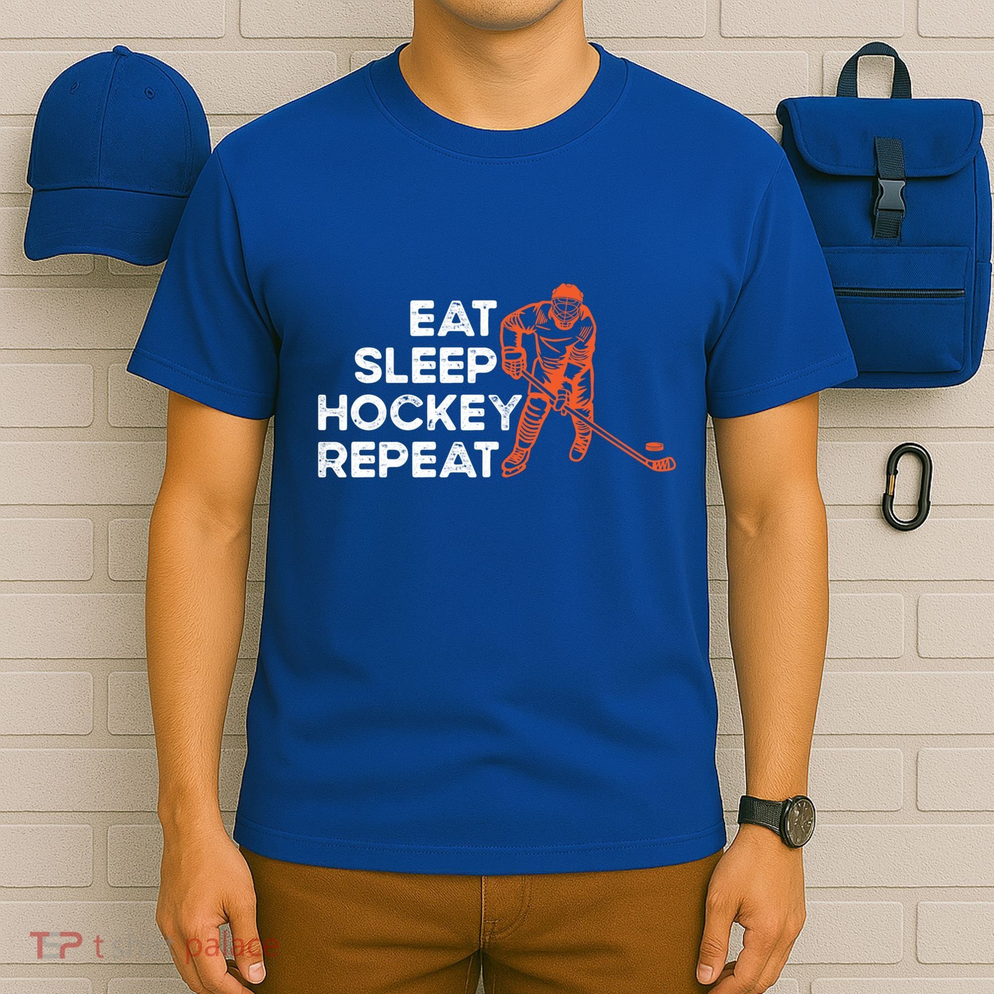 Eat Sleep Hockey Repeat Ice Hockey Lovers Players Funny Gift T-Shirt