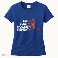 Eat Sleep Hockey Repeat Ice Hockey Lovers Players Funny Gift Women's T-Shirt thumb 0