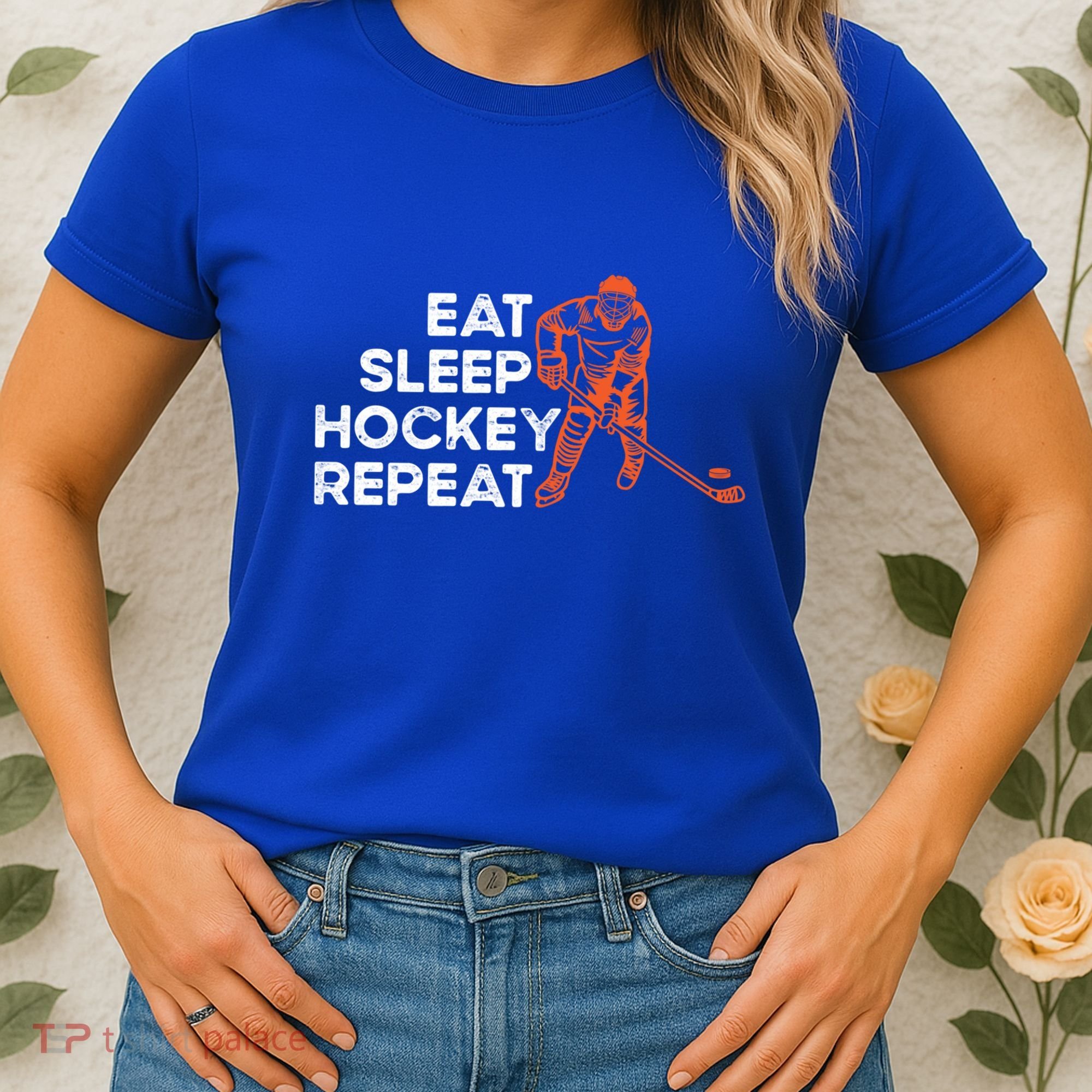 Eat Sleep Hockey Repeat Ice Hockey Lovers Players Funny Gift Women's T-Shirt