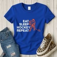 Eat Sleep Hockey Repeat Ice Hockey Lovers Players Funny Gift Women's T-Shirt thumb 3