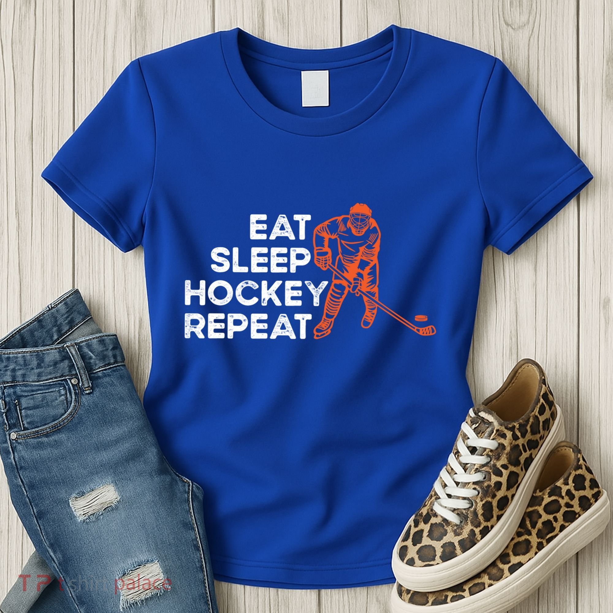 Eat Sleep Hockey Repeat Ice Hockey Lovers Players Funny Gift Women's T-Shirt