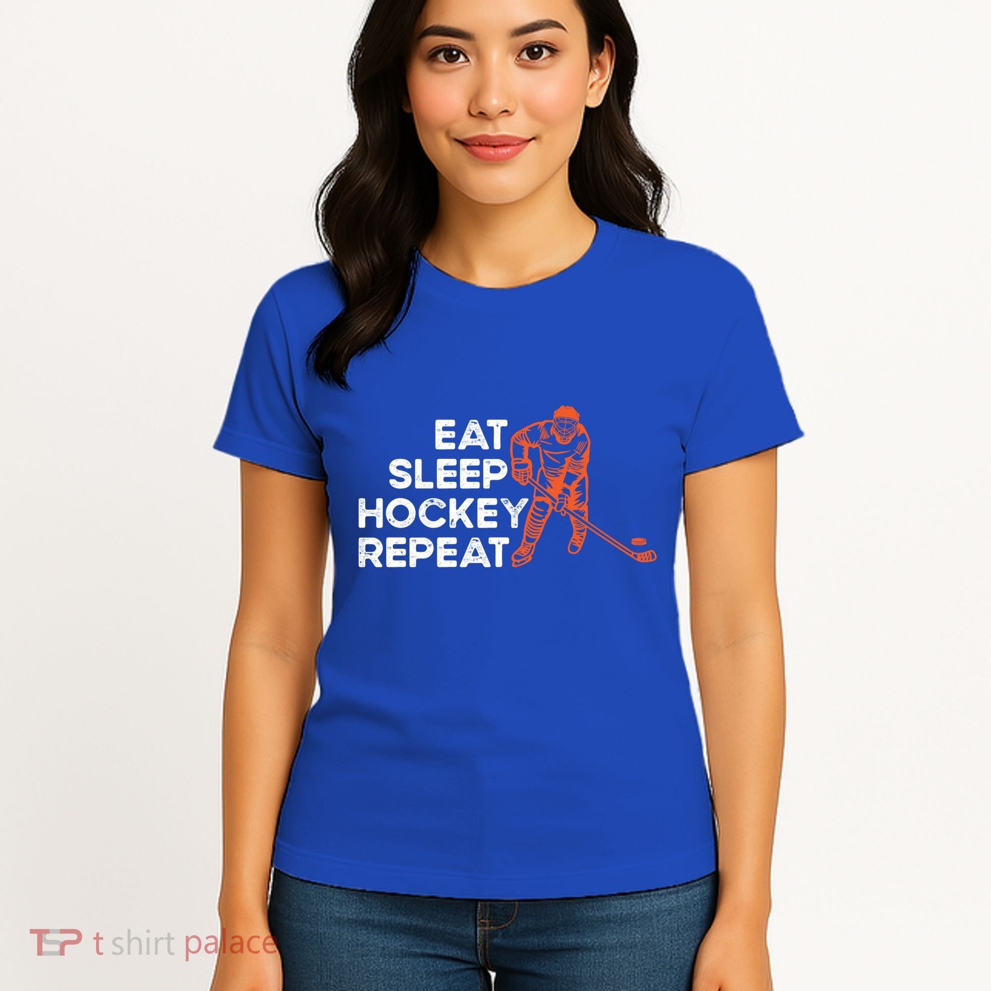 Eat Sleep Hockey Repeat Ice Hockey Lovers Players Funny Gift Women's T-Shirt