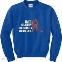 Eat Sleep Hockey Repeat Ice Hockey Lovers Players Funny Gift Kids Sweatshirt thumb 0