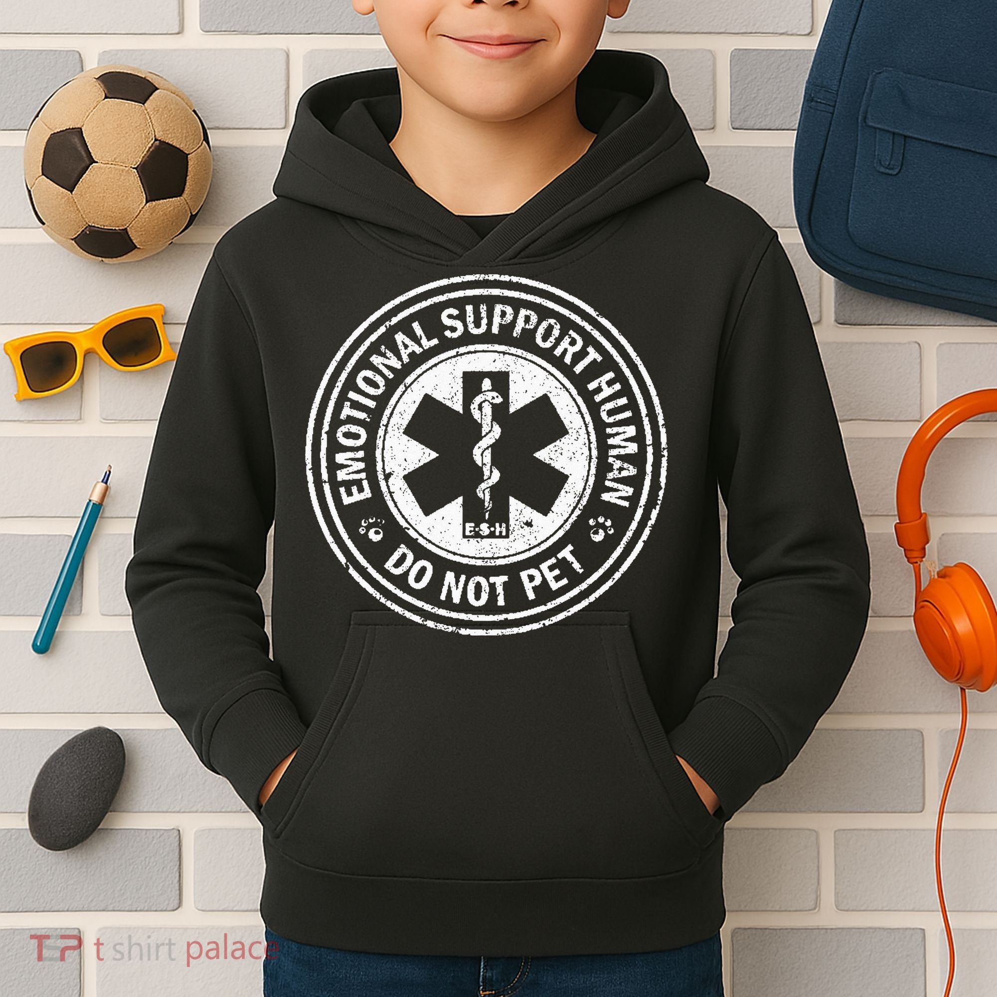 Emotional Support Human Do Not Pet Kids Hoodie