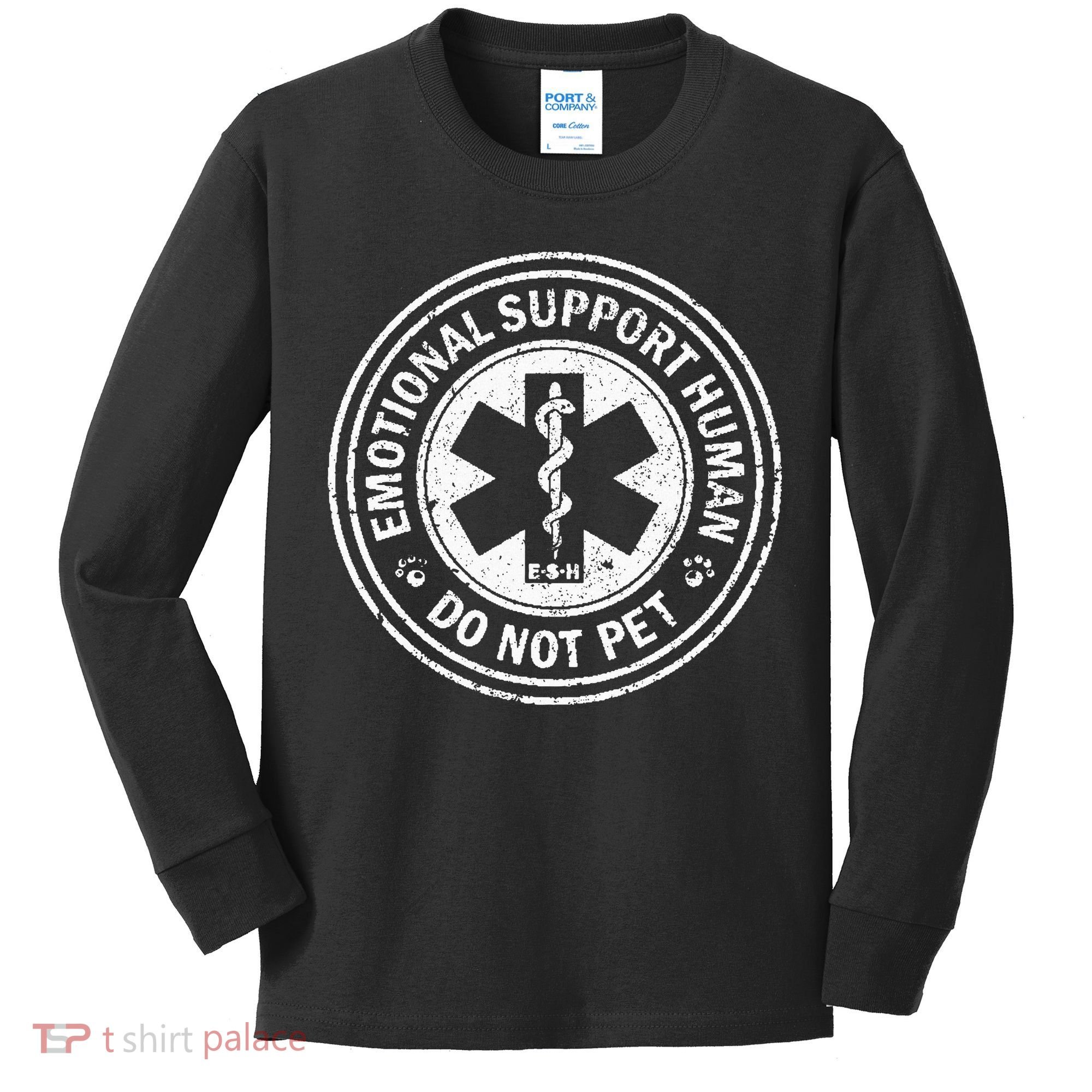 Emotional Support Human Do Not Pet Kids Long Sleeve Shirt