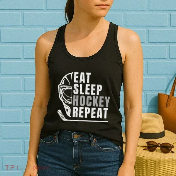 Eat Sleep Hockey Repeat Women's Tank Top