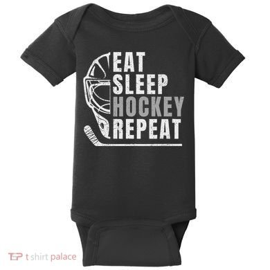 Eat Sleep Hockey Repeat Baby Bodysuit