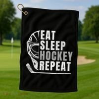 Eat Sleep Hockey Repeat Golf Towel thumb 1