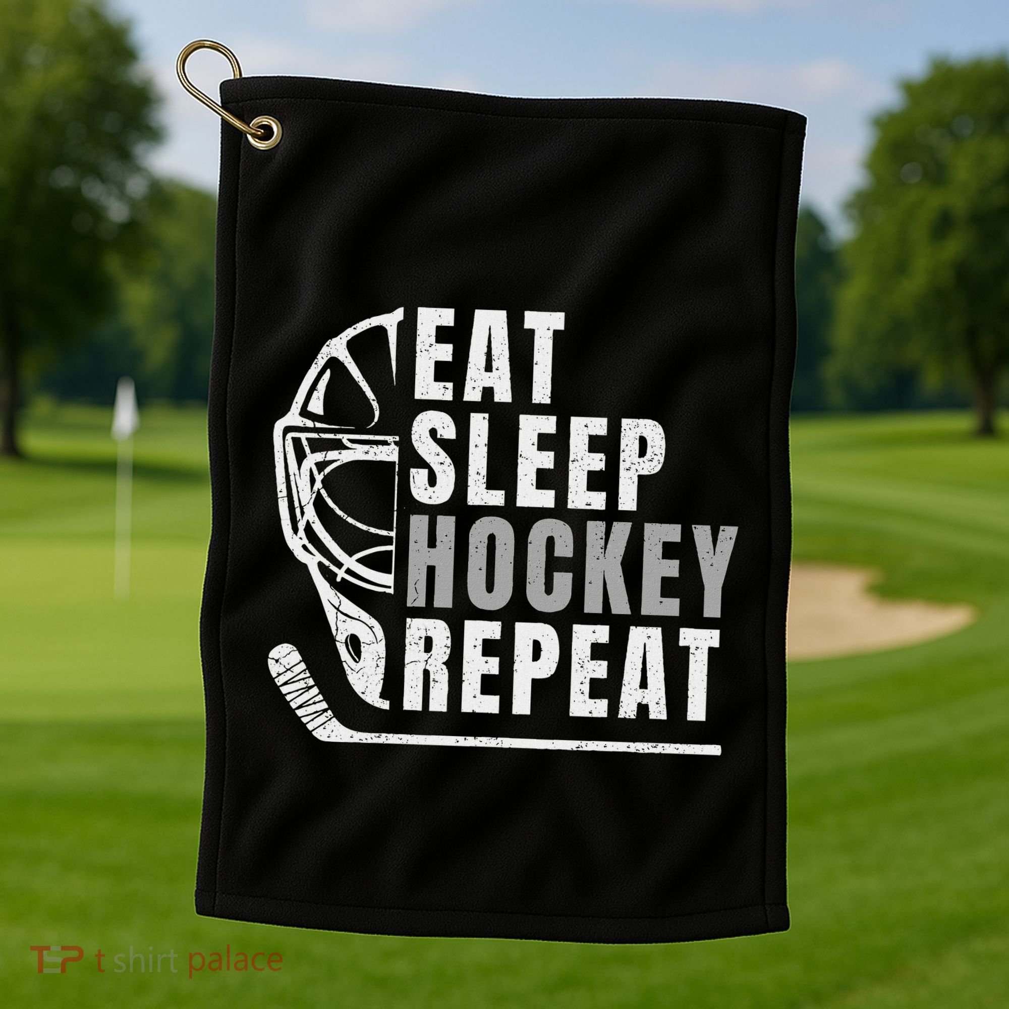 Eat Sleep Hockey Repeat Golf Towel