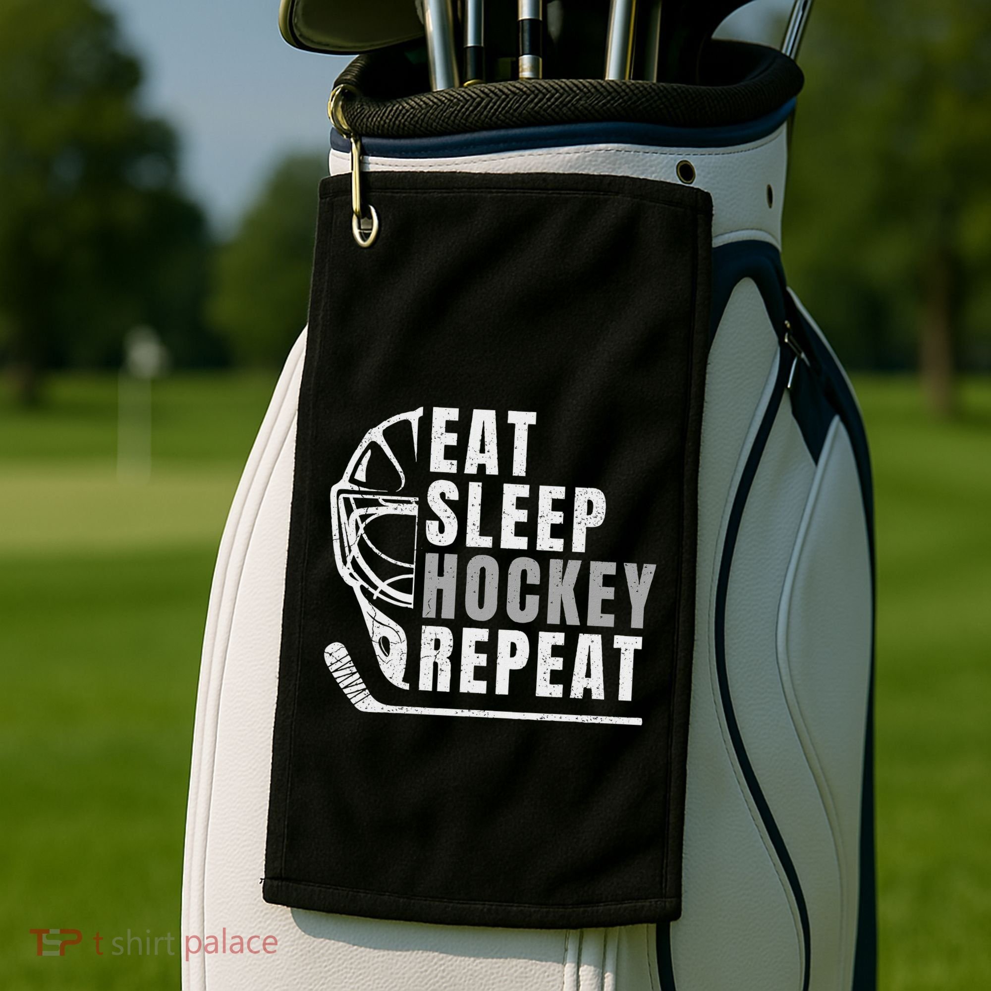 Eat Sleep Hockey Repeat Golf Towel