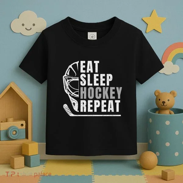 Eat Sleep Hockey Repeat Toddler T-Shirt