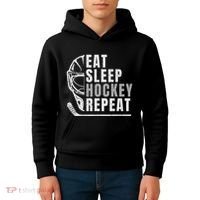 Eat Sleep Hockey Repeat Kids Hoodie thumb 4