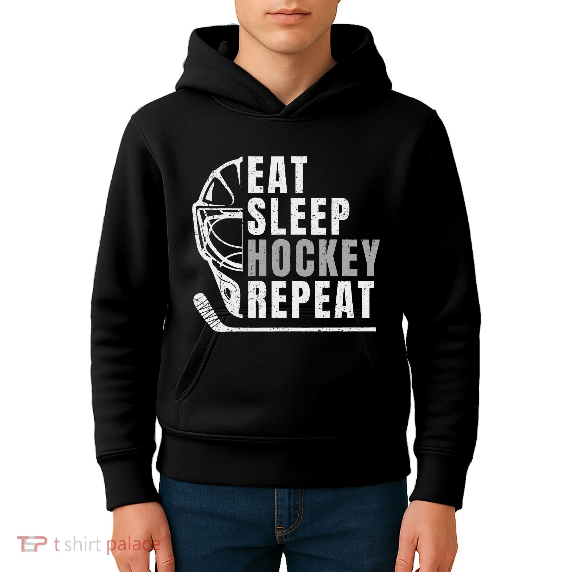 Eat Sleep Hockey Repeat Kids Hoodie