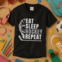 Eat Sleep Hockey Repeat Kids T-Shirt thumb 3