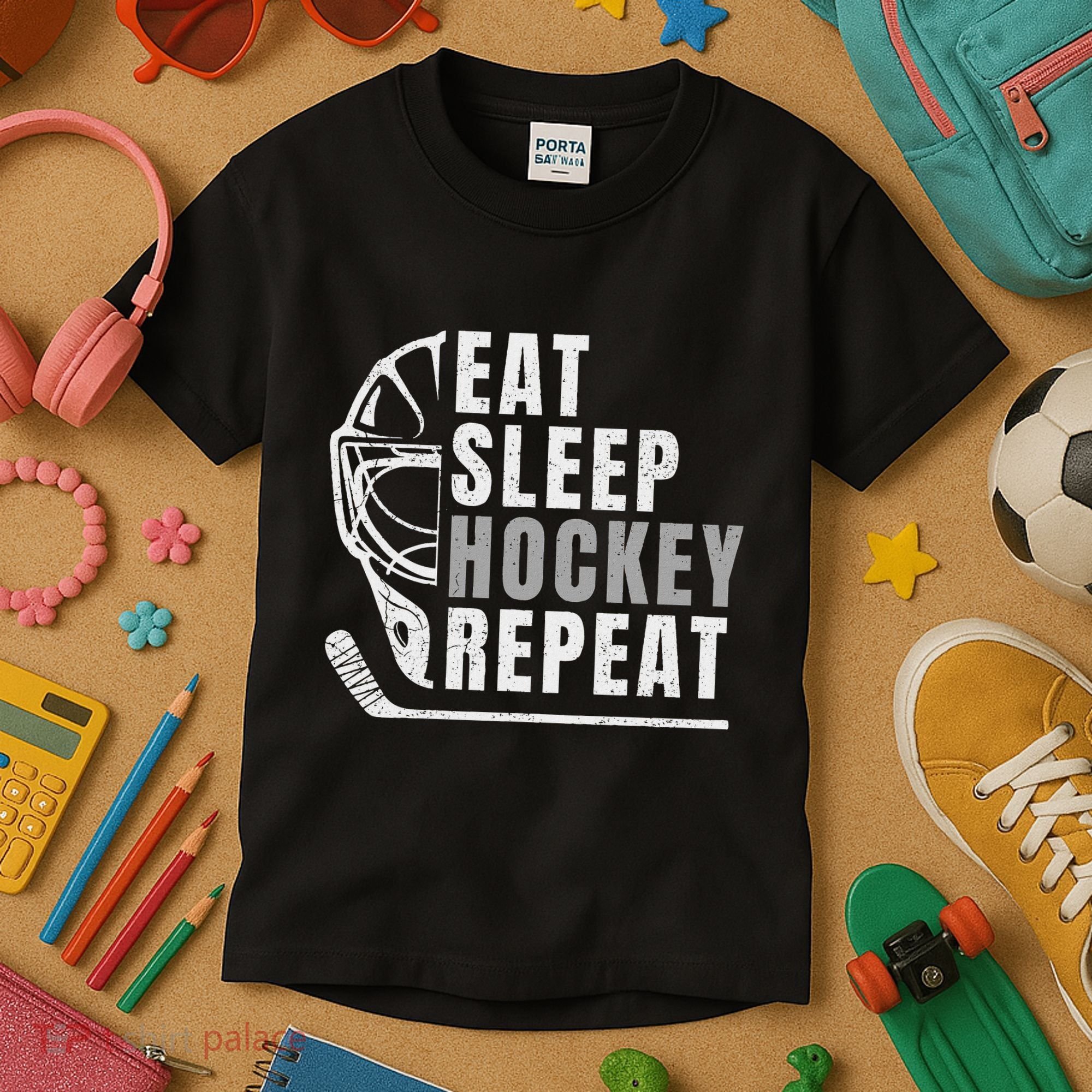 Eat Sleep Hockey Repeat Kids T-Shirt