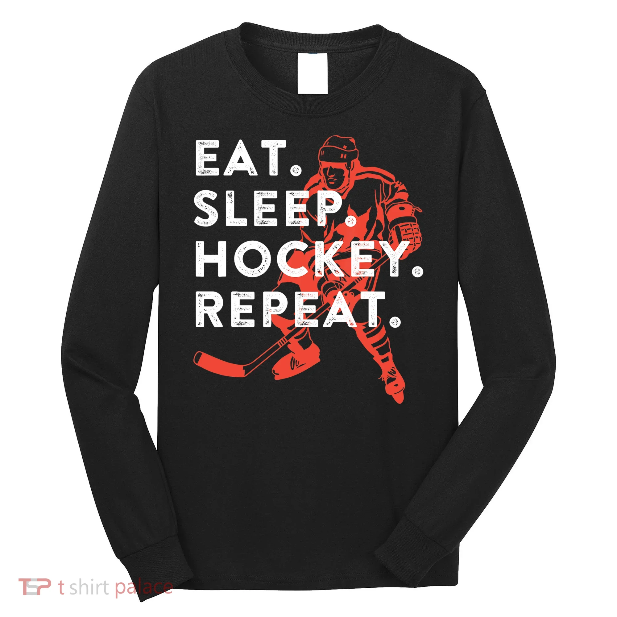Eat Sleep Hockey Repeat Gift TShirt Long Sleeve Shirt