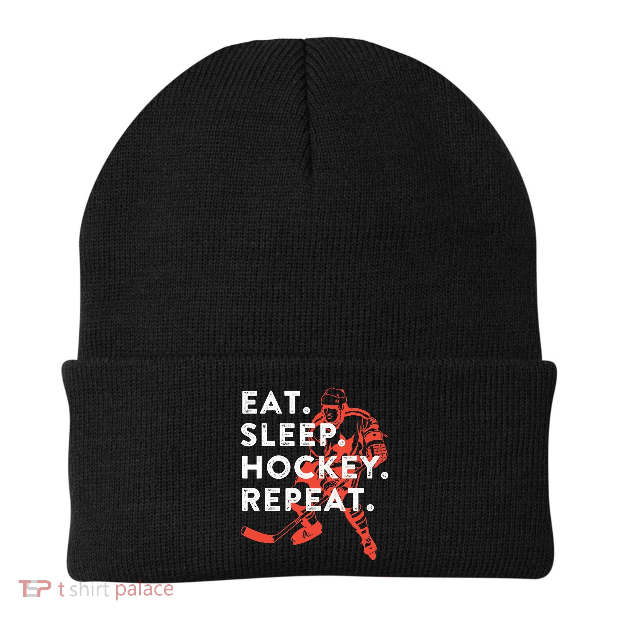 Eat Sleep Hockey Repeat Gift TShirt Beanie