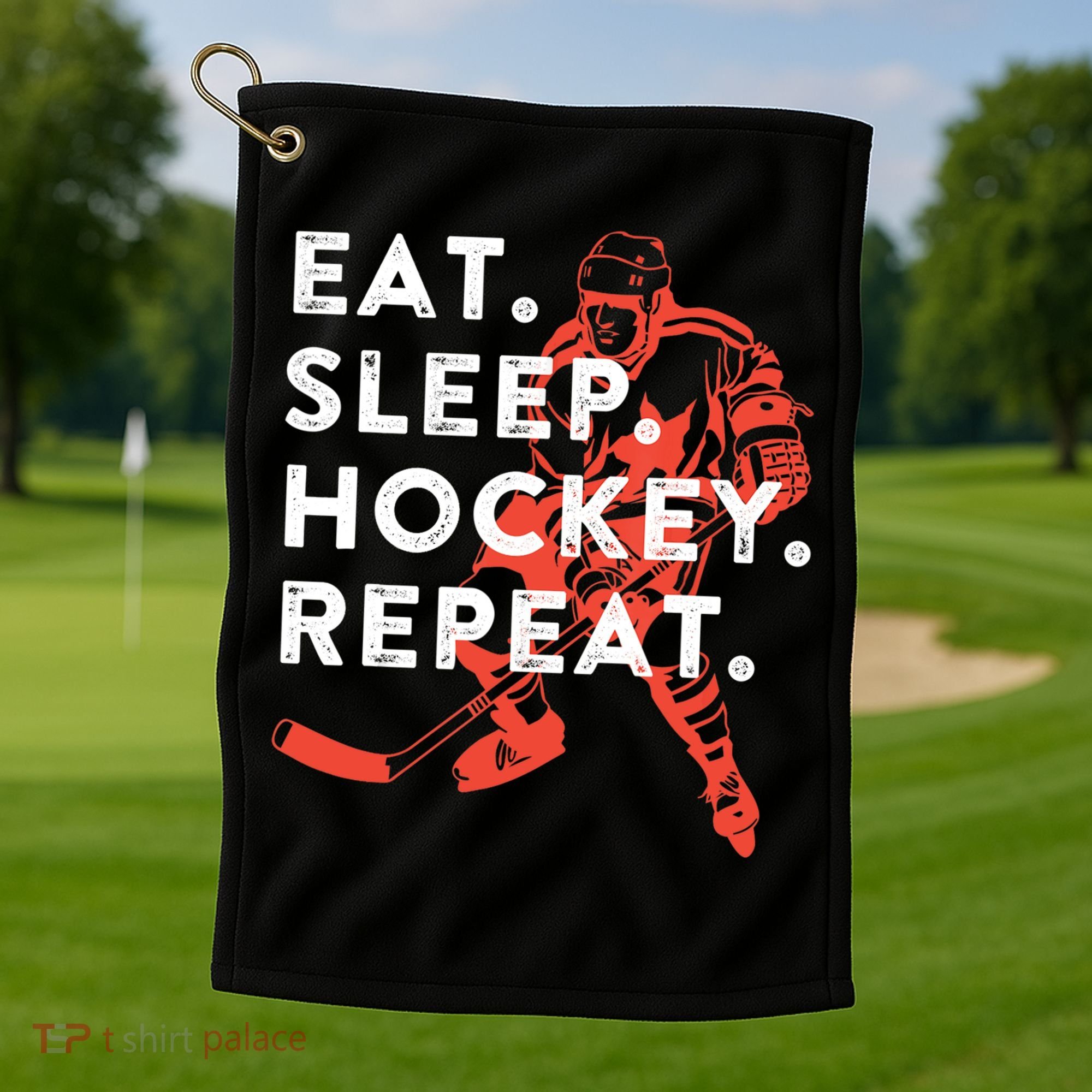 Eat Sleep Hockey Repeat Gift TShirt Golf Towel