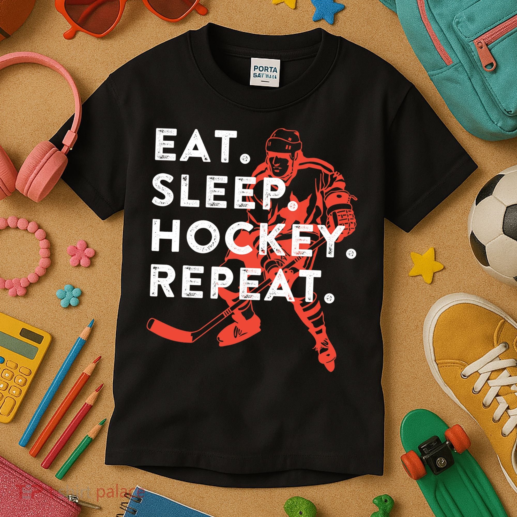 Eat Sleep Hockey Repeat Gift TShirt Kids T-Shirt