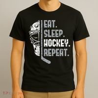 Eat Sleep Hockey Repeat Ice Hockey T-Shirt thumb 3