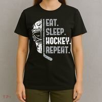 Eat Sleep Hockey Repeat Ice Hockey T-Shirt thumb 4