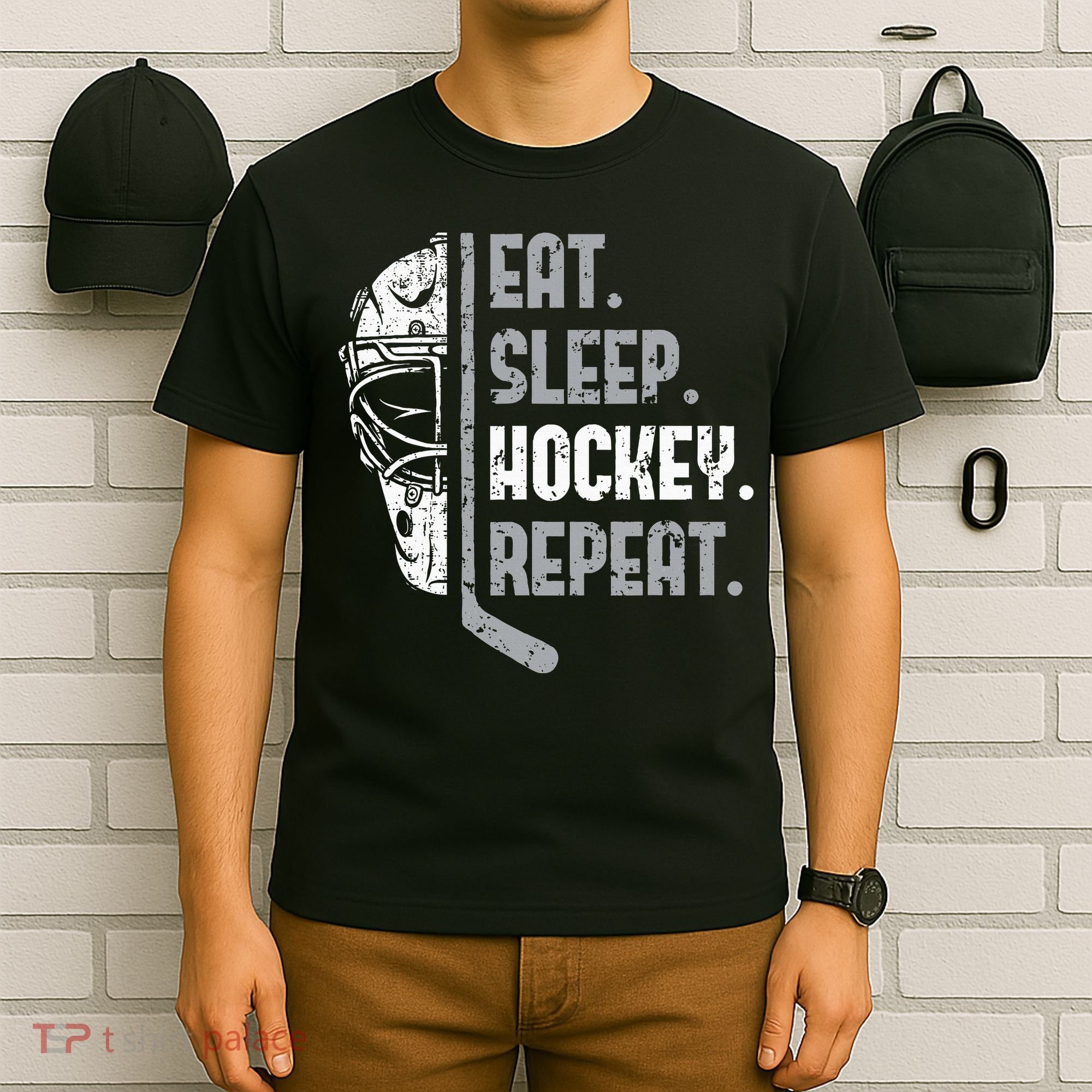 Eat Sleep Hockey Repeat Ice Hockey T-Shirt