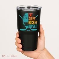 Eat Sleep Hockey Repeat Hockey Funny Ice Hockey Tumbler thumb 2