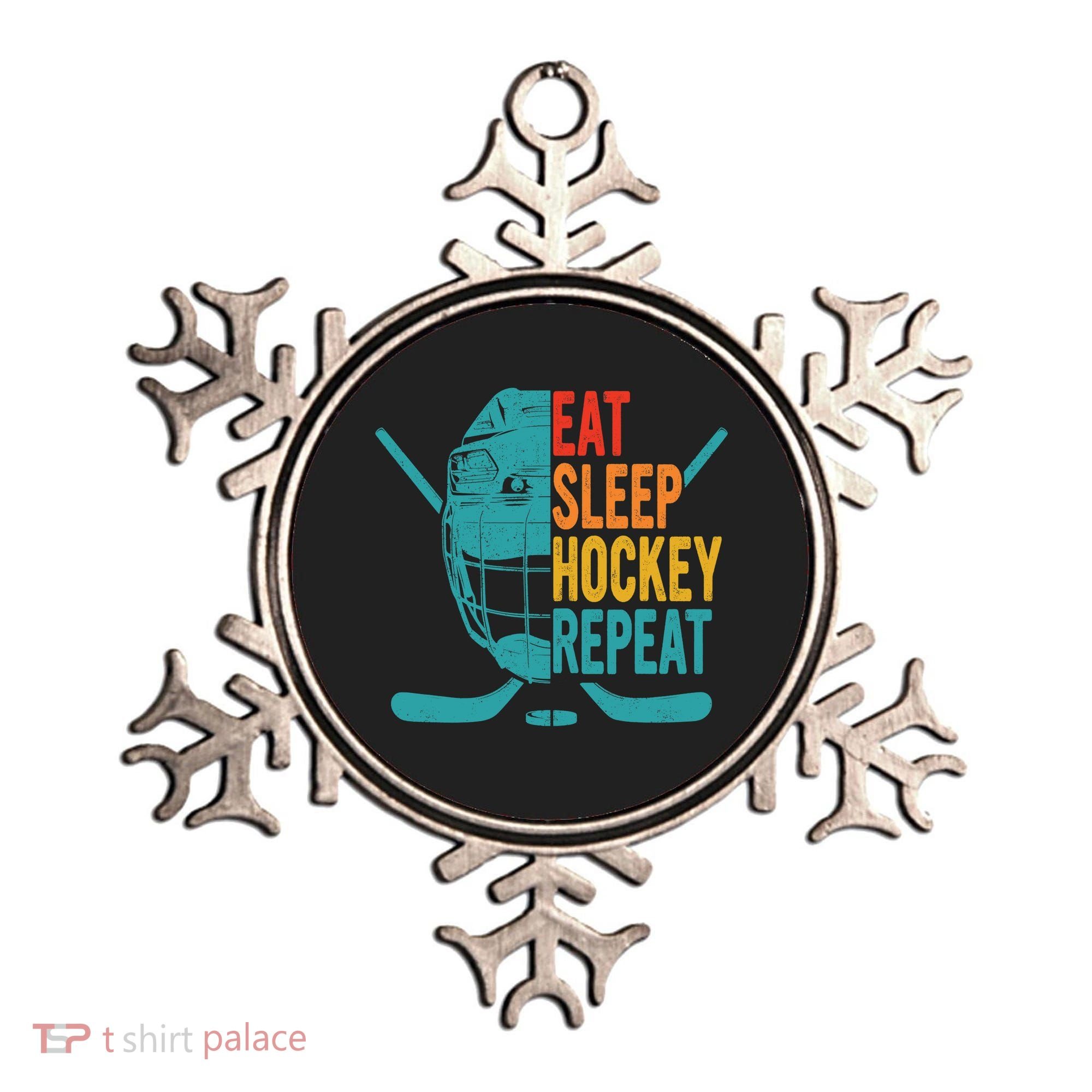 Eat Sleep Hockey Repeat Hockey Funny Ice Hockey Ornament