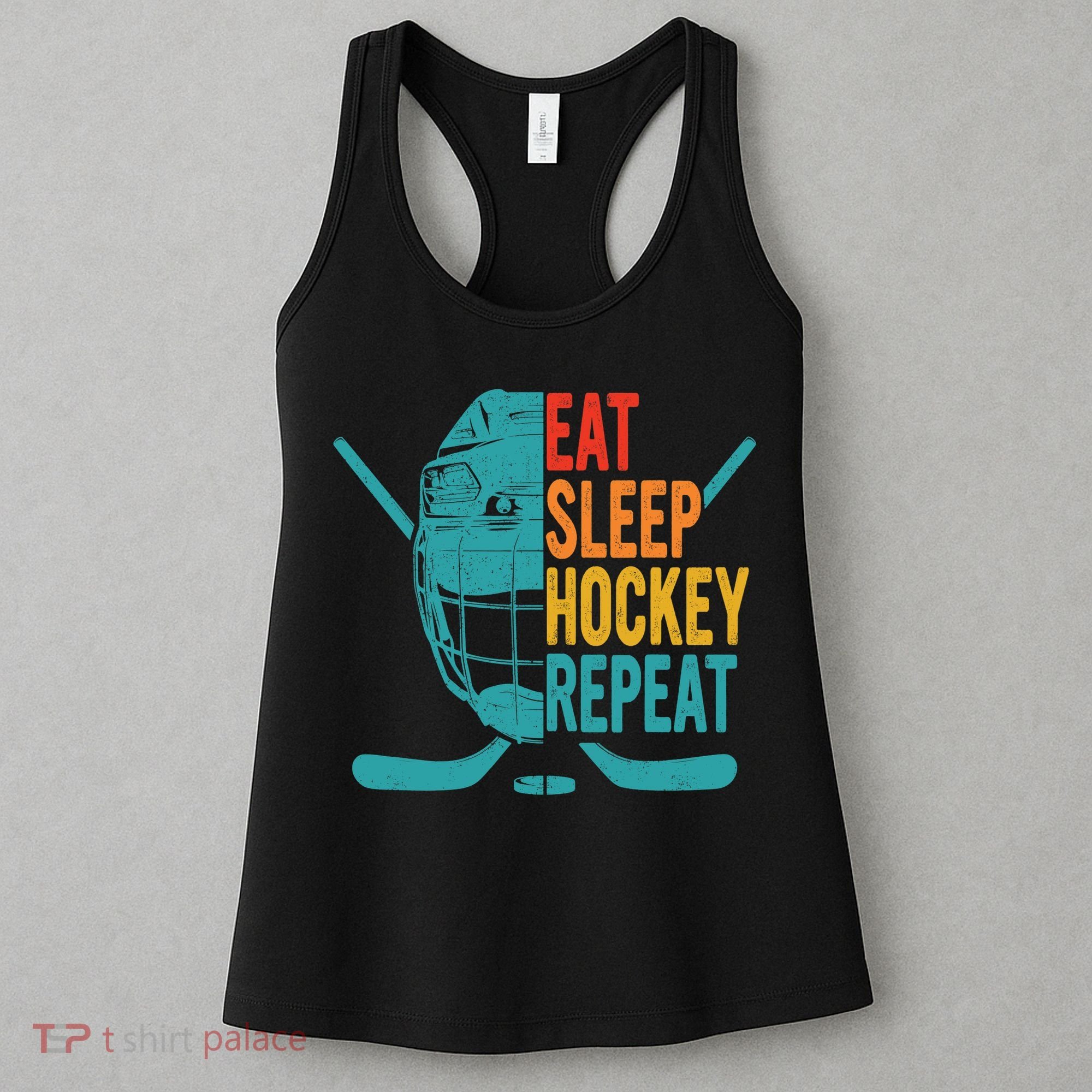 Eat Sleep Hockey Repeat Hockey Funny Ice Hockey Women's Tank Top