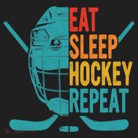 Eat Sleep Hockey Repeat Hockey Funny Ice Hockey Hat thumb 2