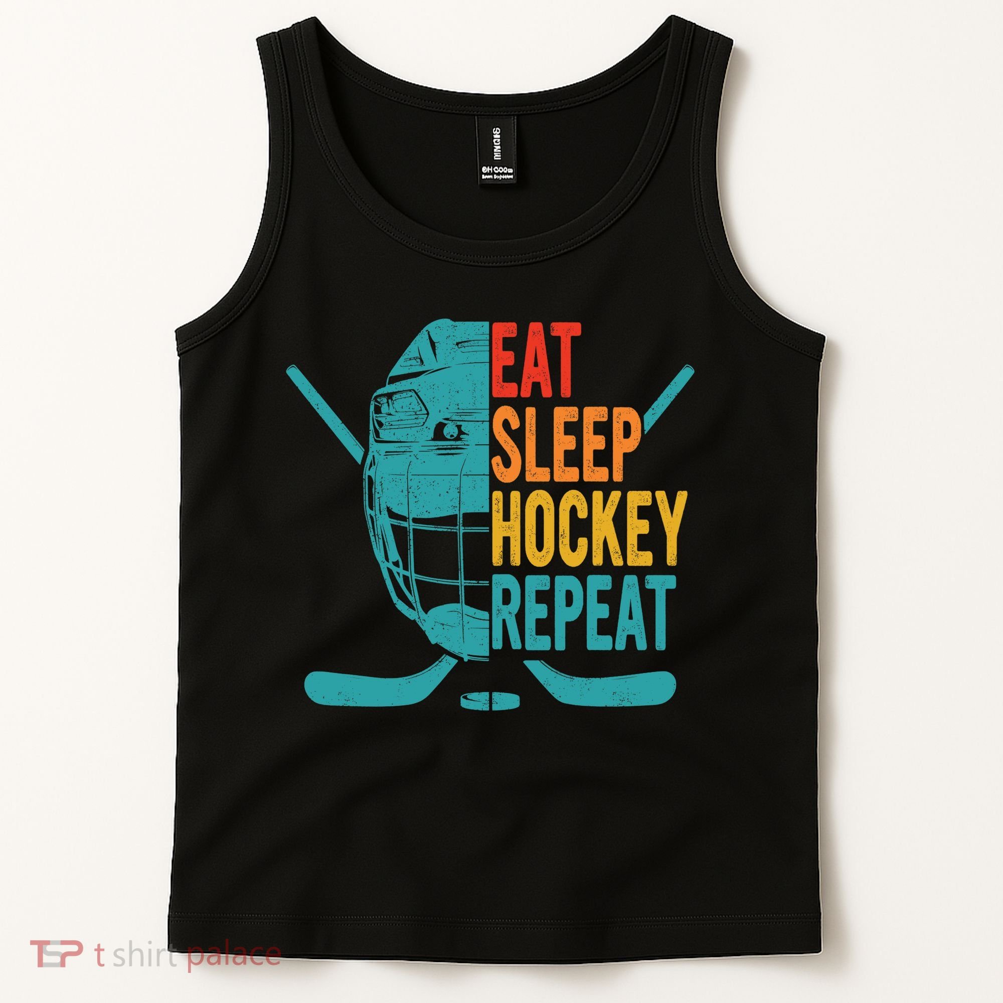 Eat Sleep Hockey Repeat Hockey Funny Ice Hockey Tank Top
