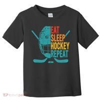Eat Sleep Hockey Repeat Hockey Funny Ice Hockey Toddler T-Shirt thumb 0