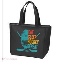 Eat Sleep Hockey Repeat Hockey Funny Ice Hockey Tote Bag thumb 3