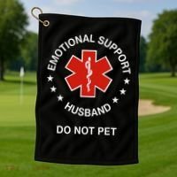 Emotional Support Husband Do Not Pet Funny Husband Dad Joke Golf Towel thumb 1