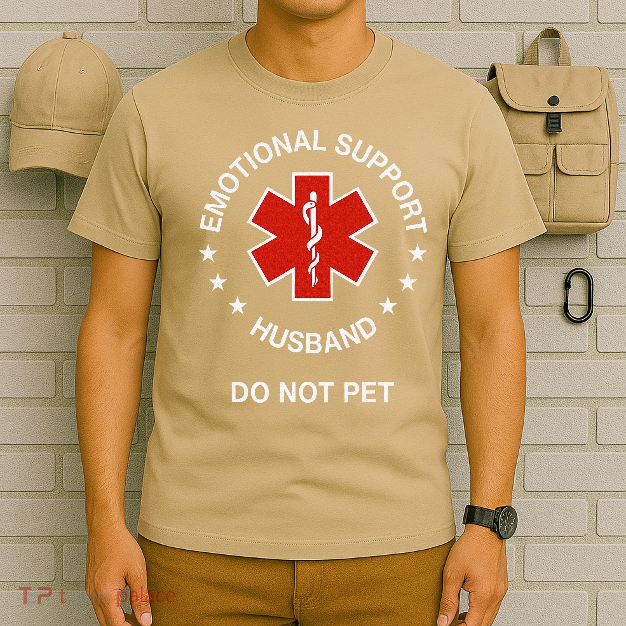 Emotional Support Husband Do Not Pet Funny Husband Dad Joke T-Shirt