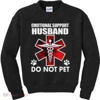 Emotional Support Husband Do Not Pet Kids Sweatshirt thumb 0