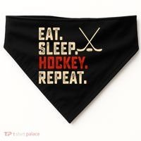 Eat Sleep Hockey Repeat Funny Hockey Player Coach Gift USA-Made Doggie Bandana thumb 0