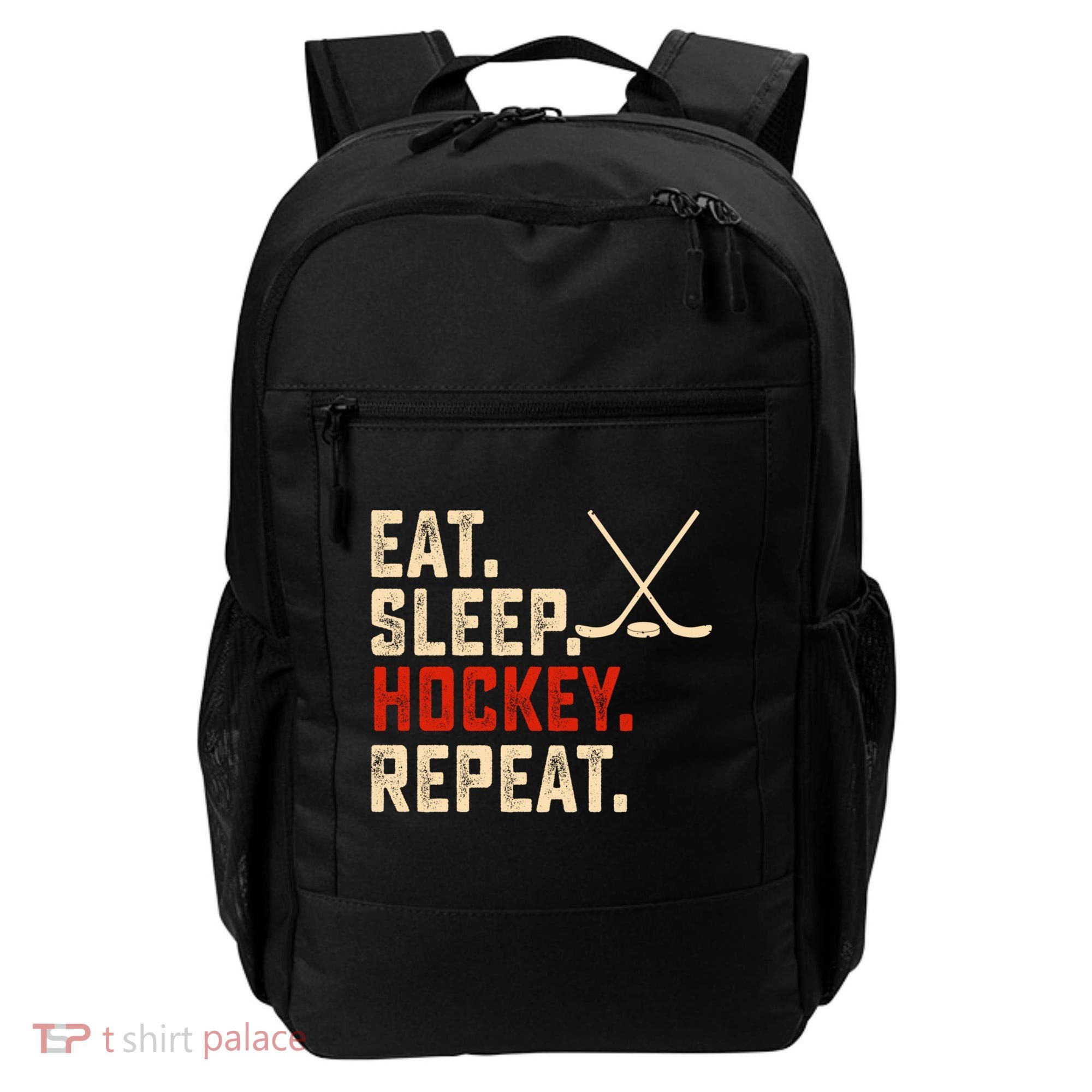 Eat Sleep Hockey Repeat Funny Hockey Player Coach Gift Backpack