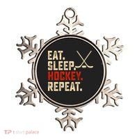 Eat Sleep Hockey Repeat Funny Hockey Player Coach Gift Ornament thumb 0