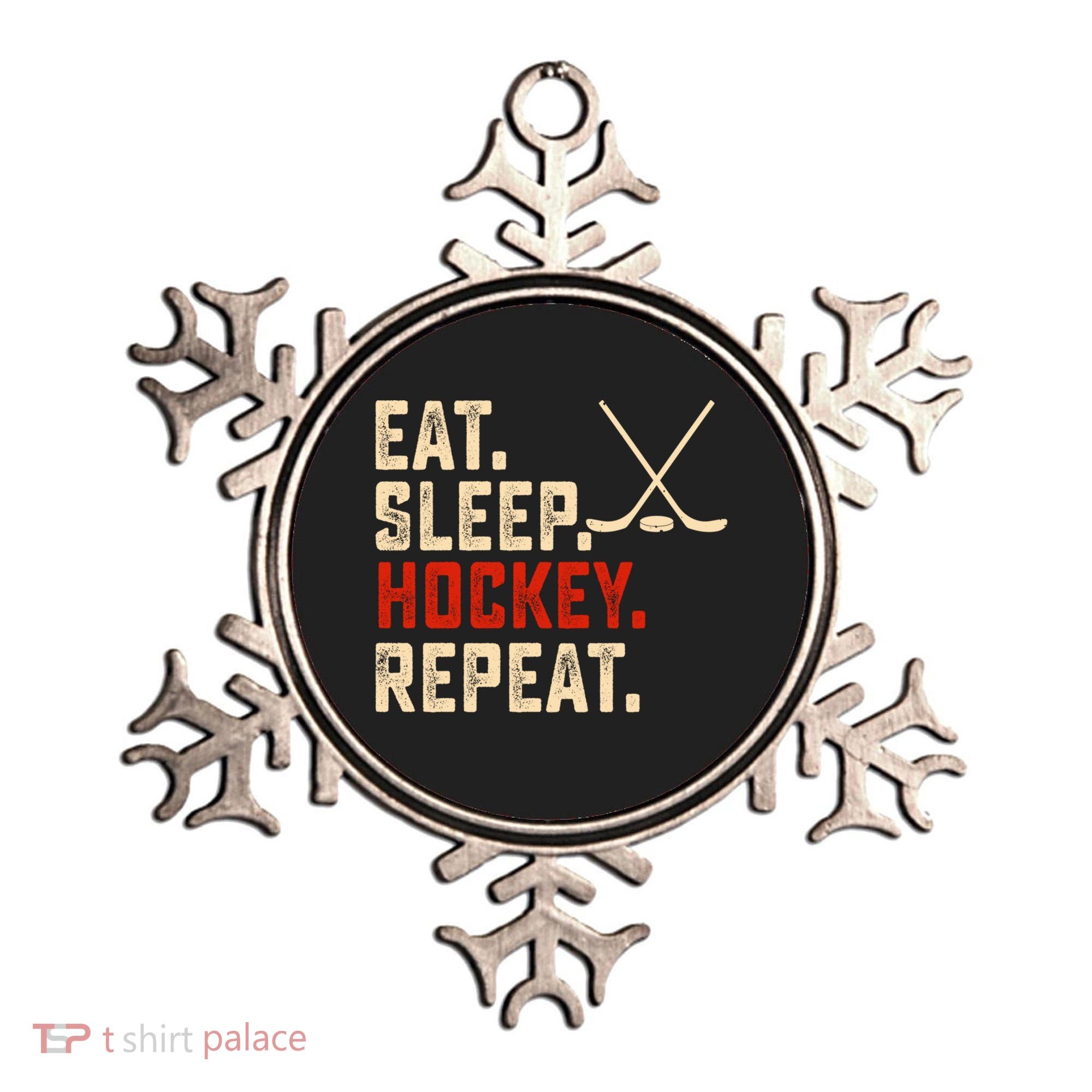 Eat Sleep Hockey Repeat Funny Hockey Player Coach Gift Ornament