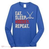 Eat Sleep Hockey Repeat Funny Hockey Player Coach Gift Long Sleeve Shirt thumb 0